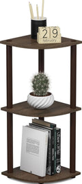 TURN-N-TUBE Corner Shelf, 3-Tier Corner Bookshelf, Display Storage Shelves, for Organization and Storage, Living Room, Home Office, Garage, Walnut - Lullora