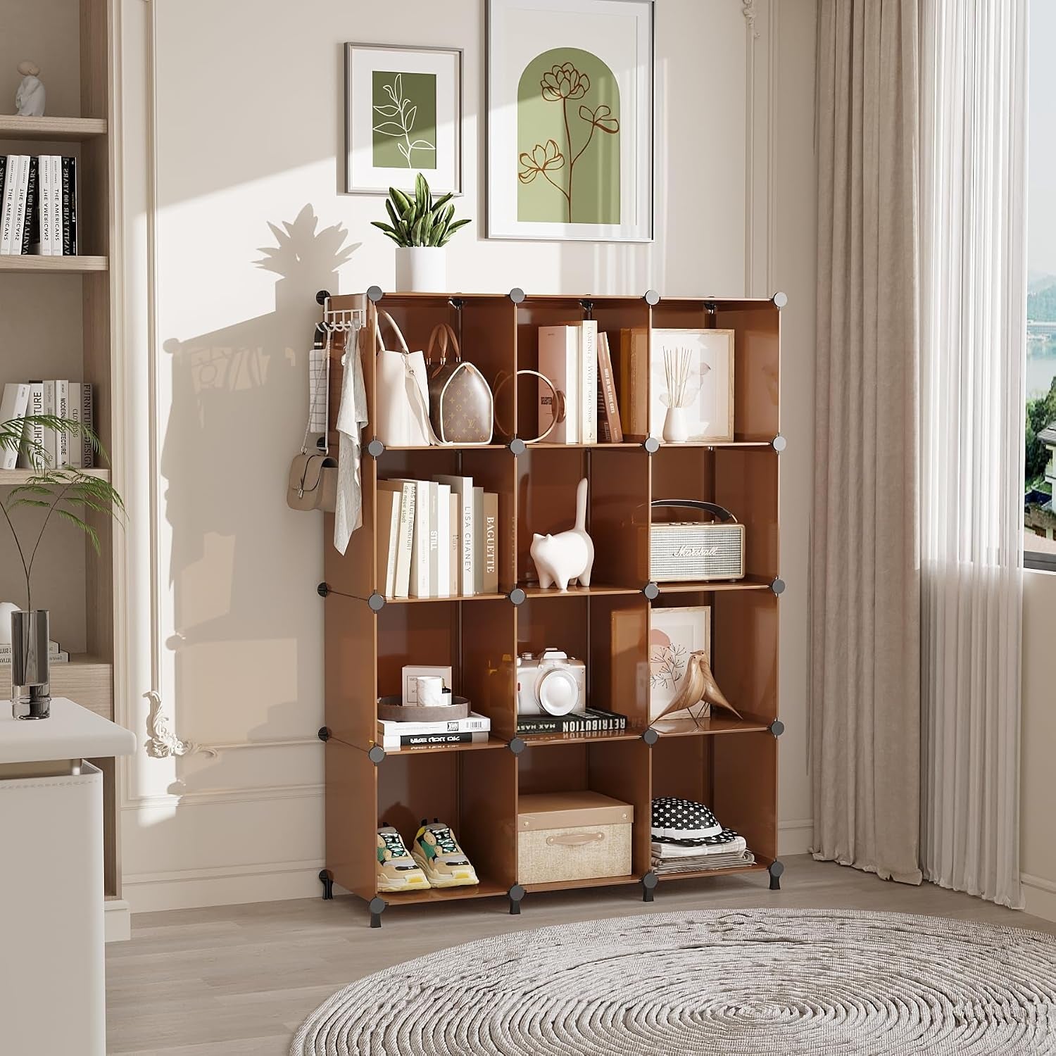 Closet Organizer, 12 Cube Storage Organizer Shelves, Cocoa Brown