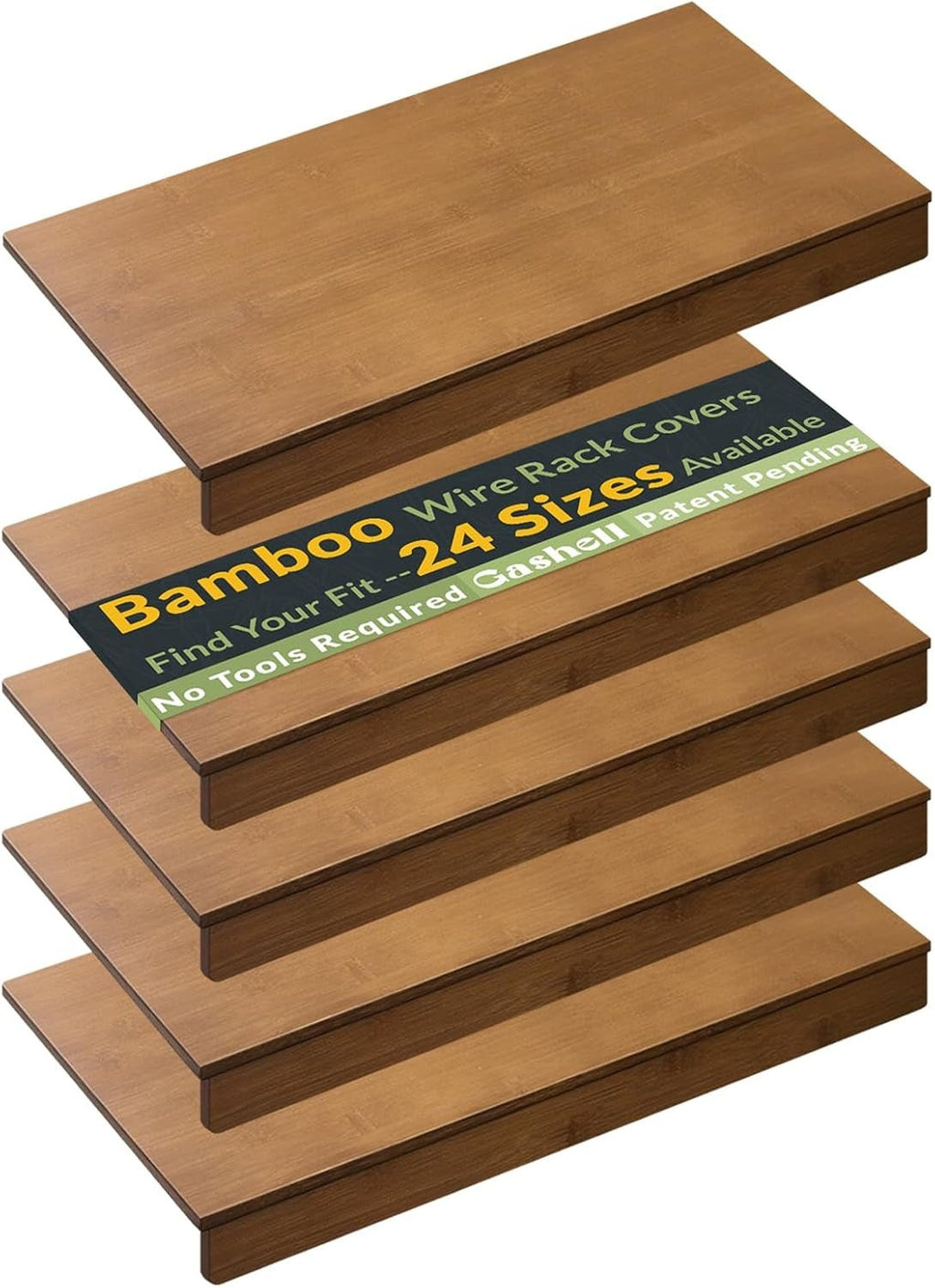 Wire Shelf Covers, Bamboo Wire Rack Covers for Pantry, Closet (5Pcs, 26" W X 12" D) - Lullora