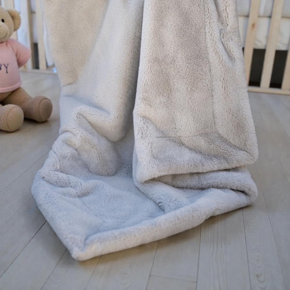 Luxury Faux Fur Baby Blanket – Premium Non-Toxic Gift for Newborn & Toddler – Oeko-Tex Certified, Shed-Free, Machine Washable 30"X36" (Pacific Fog Grey) - Lullora