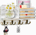 Key Holder for Wall Decorative, Mail Organizer Wall Mount, Mail Holder Wall Mount, Wall Hooks for Hanging, Key Rack Key Hooks for Wall, Key and Mail Holder for Wall (White)