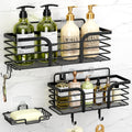 Shower Organizer with Soap Holder and Hooks for Bathroom (Black)