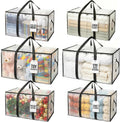 Heavy Duty Moving Bags - Water Resistant Storage Bags with Backpack Straps, Zippers and Handles - Large Moving Boxes for College Dorm, Travel, Closet Organization - 6 Pack, Clear